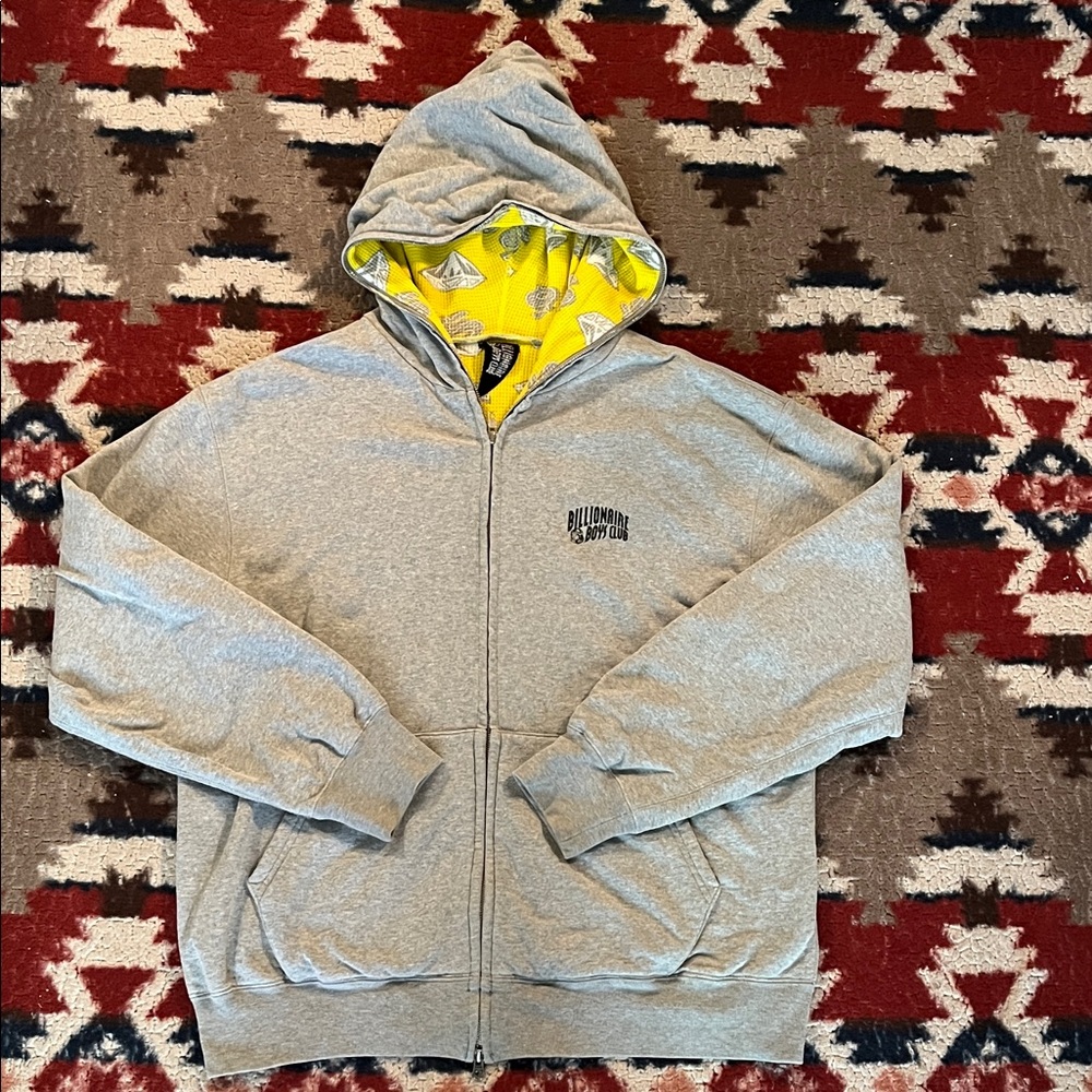 2006 Billionaire Boys Club Gray Thermal Full Zip-Up Hoodie Size L Made in Japan